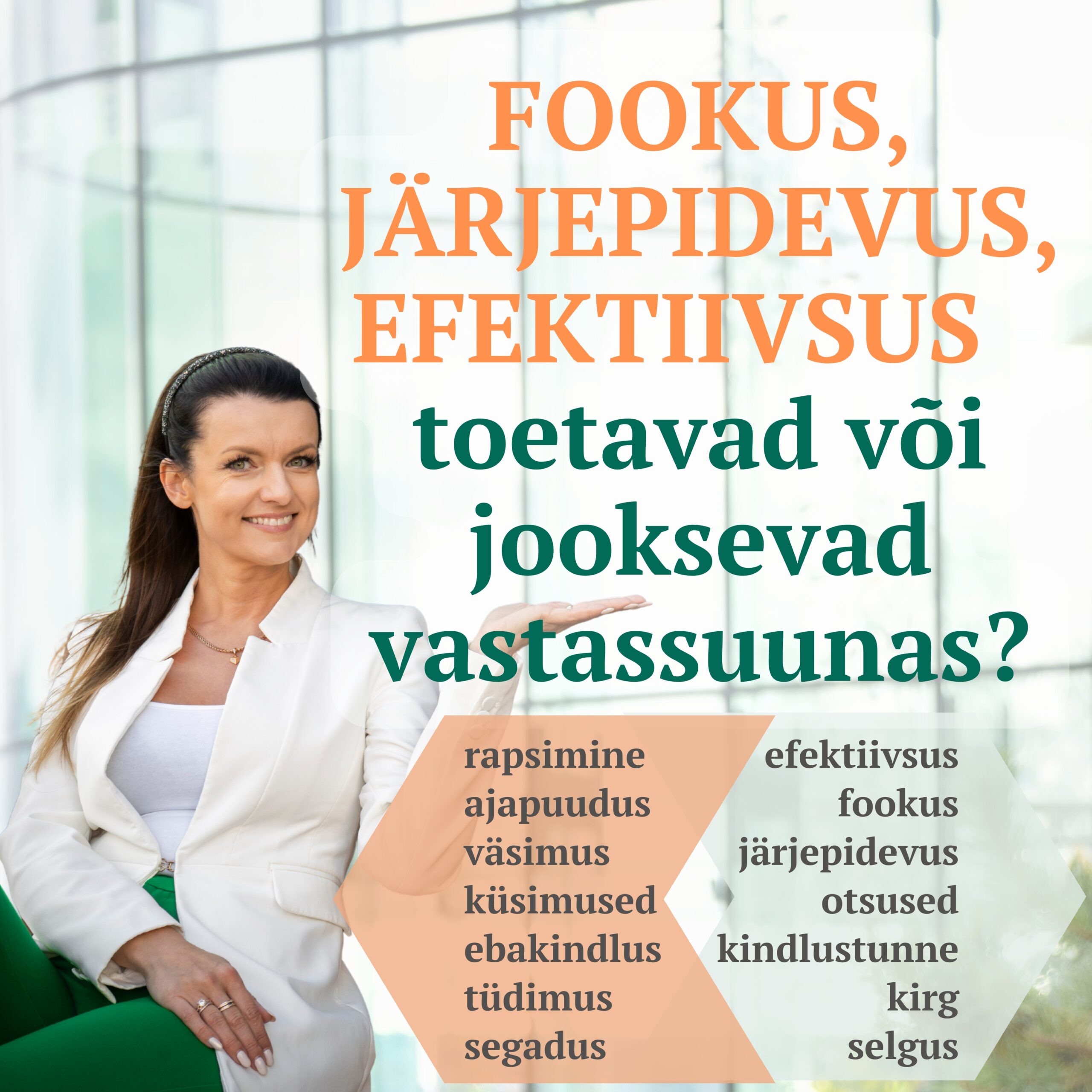 fookus, järjepidevus, efektiivsus, teekond eesmärkideni